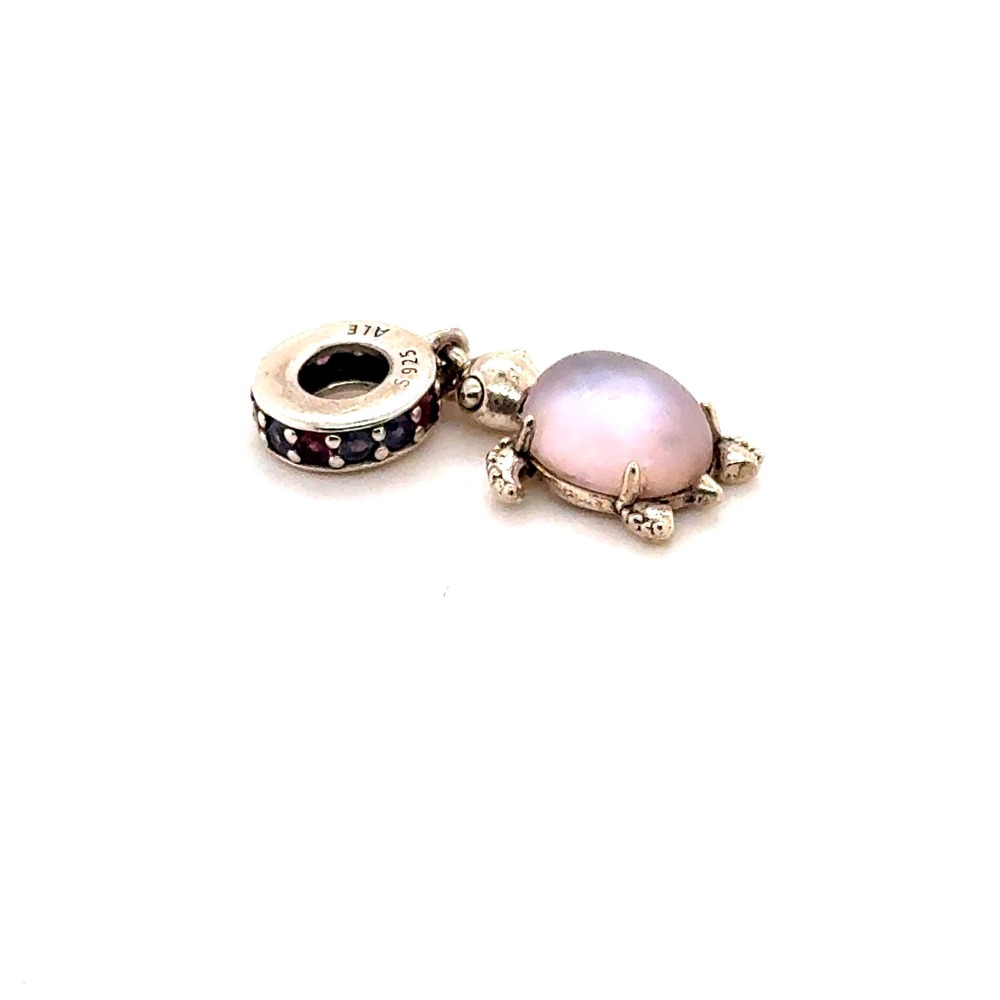 Pandora Murano Glass Sea Turtle Dangle Charm S925 Sterling Silver Pink 798939C01 - Picture 3 of 4